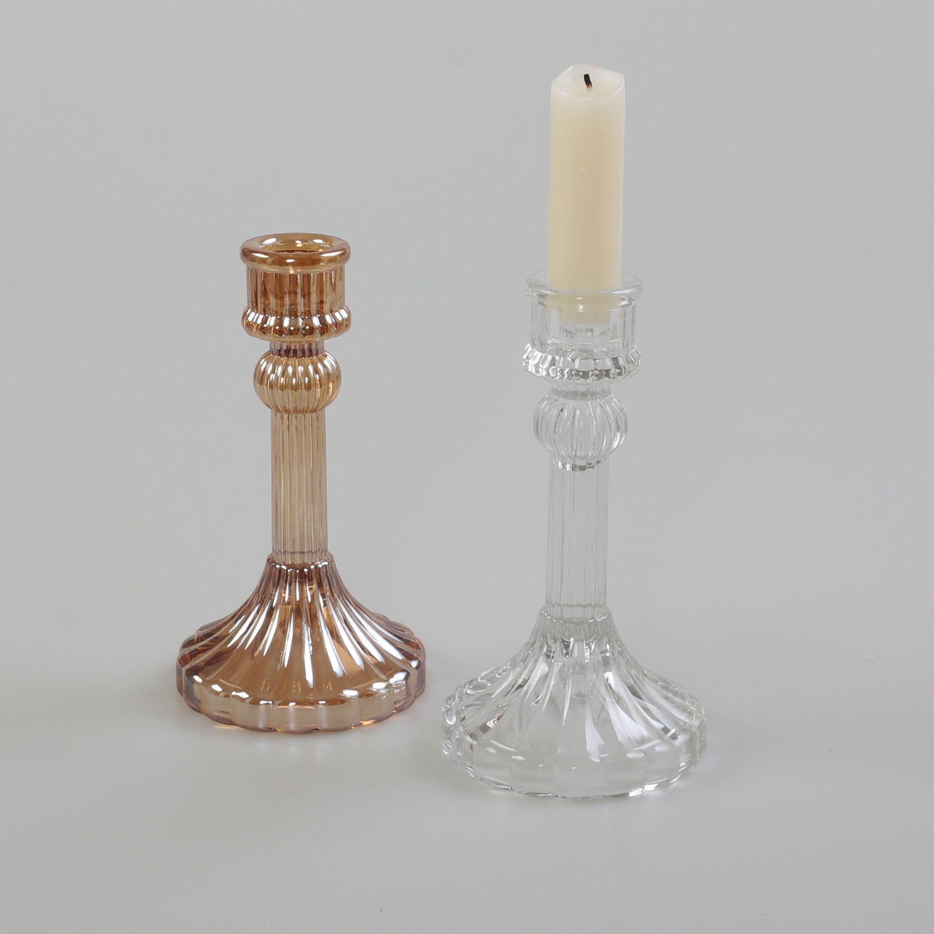 Vintage glass candlestick decoration two pieces
