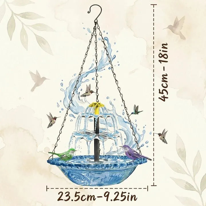 Solar Cascade Hanging Bird Bath Fountain