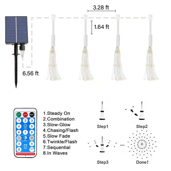 🎆 4-Pack Solar Fireworks Lights — 480 LEDs