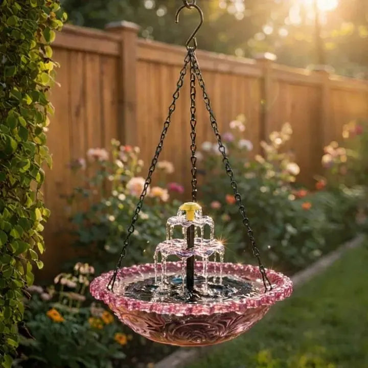 Solar Cascade Hanging Bird Bath Fountain